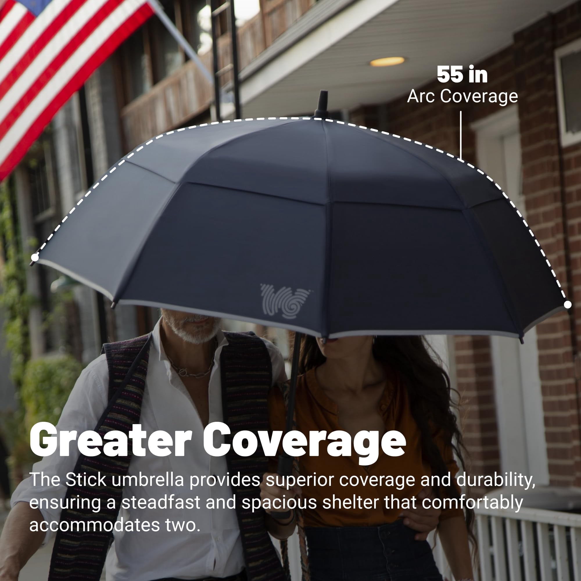 Weatherman Umbrella - Stick Umbrella - Windproof Umbrella Resists Up to 55 MPH Winds (Navy Blue)