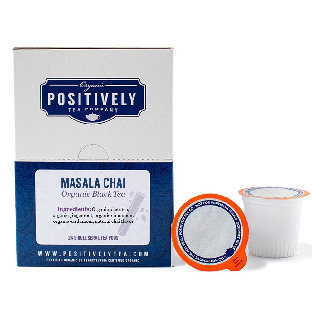 Positively Tea's Organic Masala Chai, 24 ct K-Cup Compatible Tea Pods