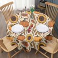thumbnail image 3 of Fall Pumpkins Sunflowers Autumn Pattern Round Tablecloth 60" X 60",Wrinkle Wipeable Table Cloth for Kitchen Dining Room Picnic Patio Party, 3 of 6
