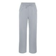 thumbnail image 4 of Ediodpoh Linen Casual Pants High Waisted Bohemian Wide Leg Cropped Pants for Women Summer Fashionable Comfortable Beach Trousers Light Gray L, 4 of 7