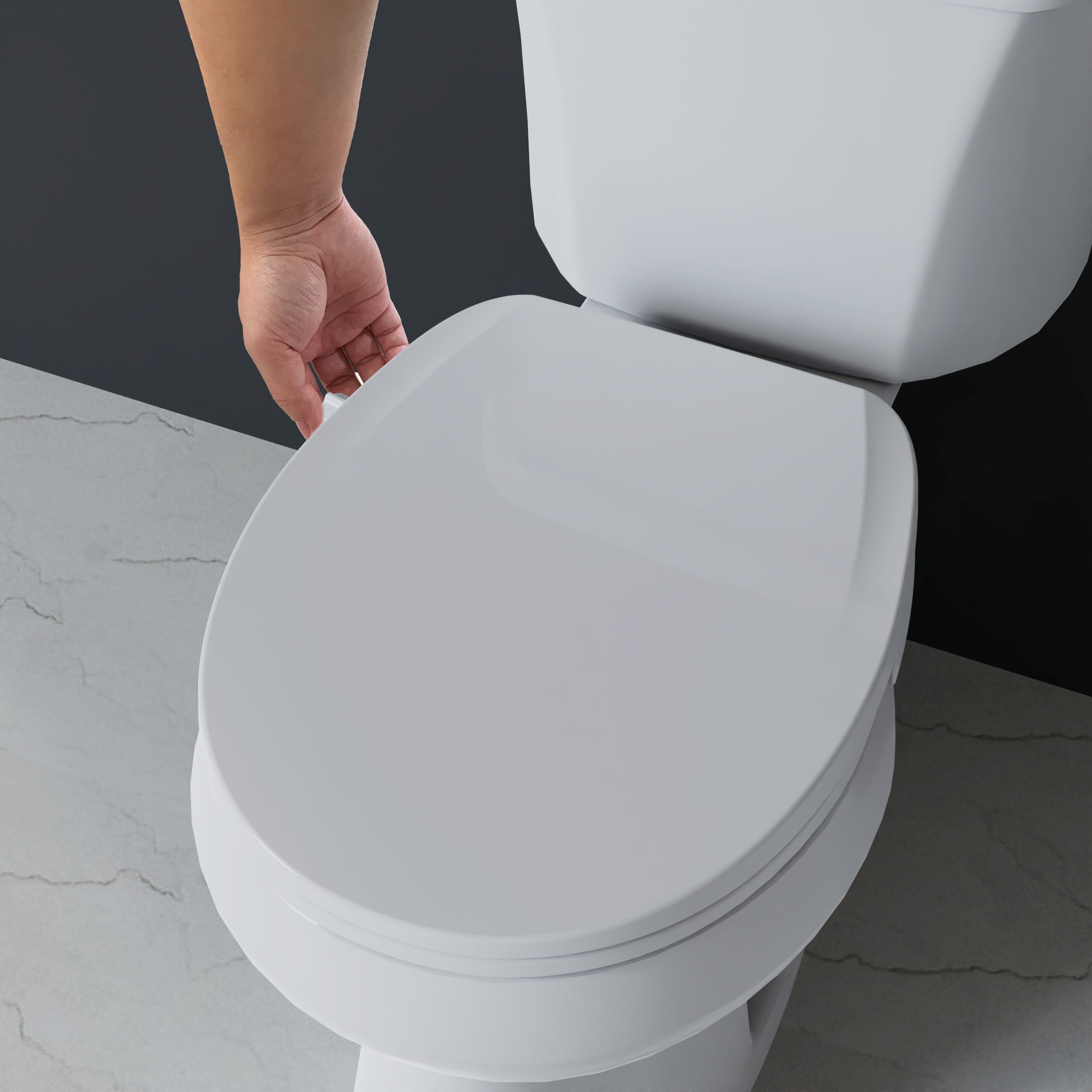 Mainstays Round Non-Electric Bidet Toilet Seat with Dual Self-Cleaning Nozzles, Daisy White