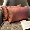 thumbnail image 5 of The HomeCentric Decorative Lumbar Pillow Cover Pink Pack Of 2, 12"x24" (30x60 cm) Satin Solid Oblong Pillow Cover, Modern Cushion Cover Style - Dusty Pink Slub Satin, 5 of 14