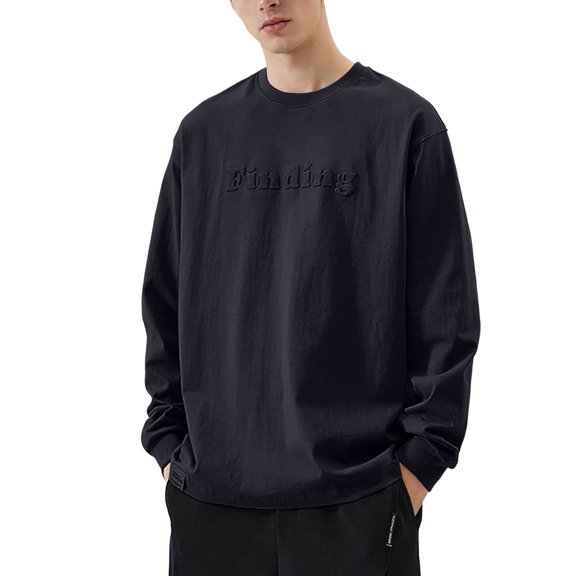 Sweatshirt for Men Outdoor Loose Fit Everyday Casual Hoodless Long Sleeve Pullover for Fall