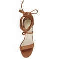 thumbnail image 4 of BLISSFUL STEP Mother's Day Women's Shoes Lace-Up Chunky Heel Open Toe Cross Strap Sandals Brown 6, 4 of 8