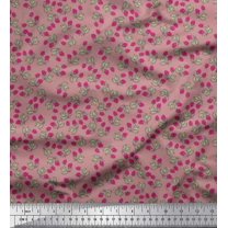 Soimoi Cotton Duck Fabric Leaves & Strawberry Fruits Print Fabric by The Yard 42 Inch Wide