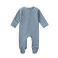 thumbnail image 6 of Rciityk Blue Baby Girls Boys Footie Pajamas Rompers Newborn Baby 2 Ways Zipper Crewneck Jumpsuits Unisex Infant Long Sleeve Solid Color Sleeper Bodysuit for 9 Months, 6 of 8