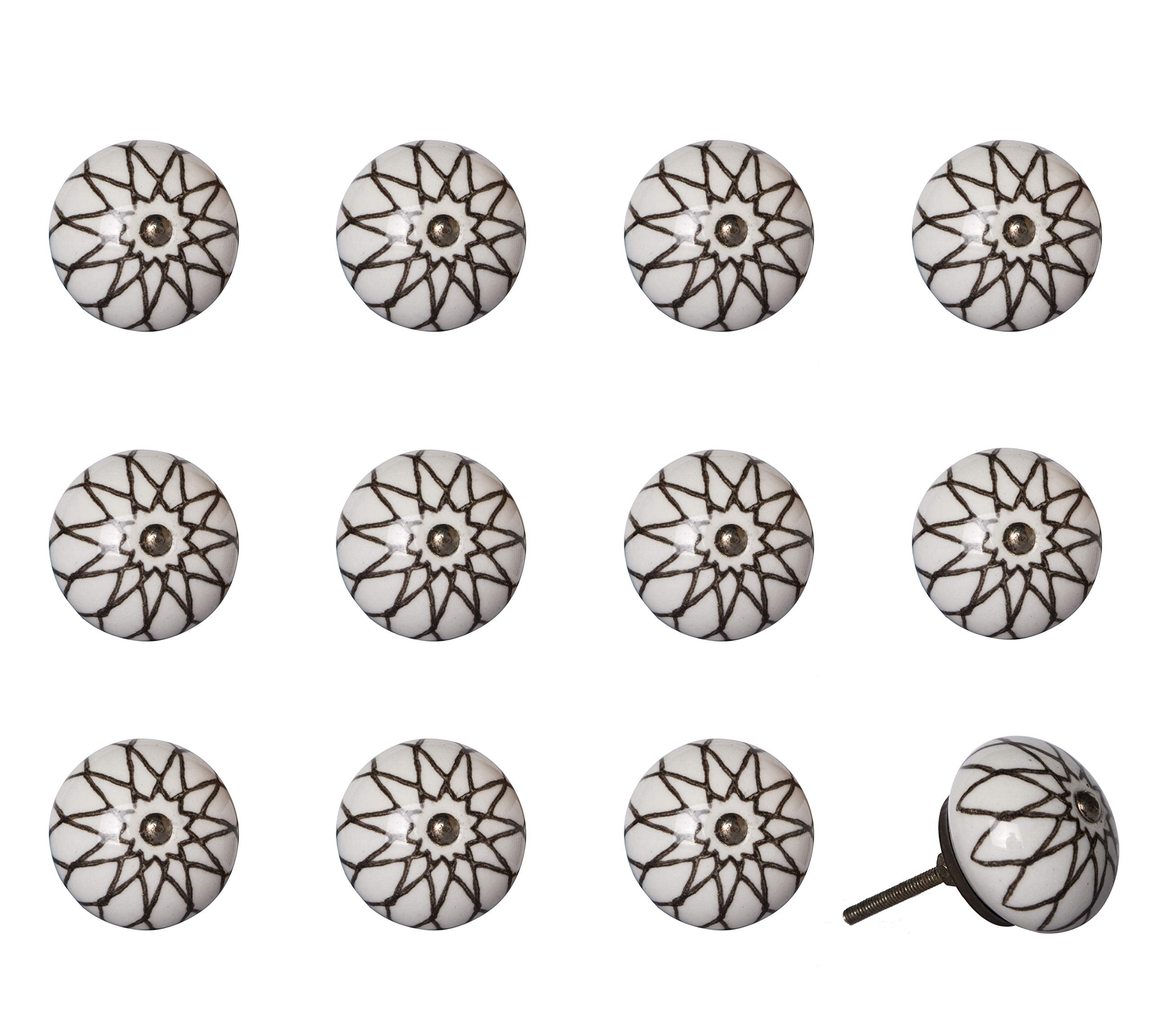 Knob-It Vintage Hand Painted Cabinet Drawer Knobs 12 Piece Antique Style 14"