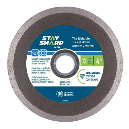 

Stay Sharp 2118853 4 in. Continuous Rim Ceramic Tile Bronze Diamond Blade - Recyclable