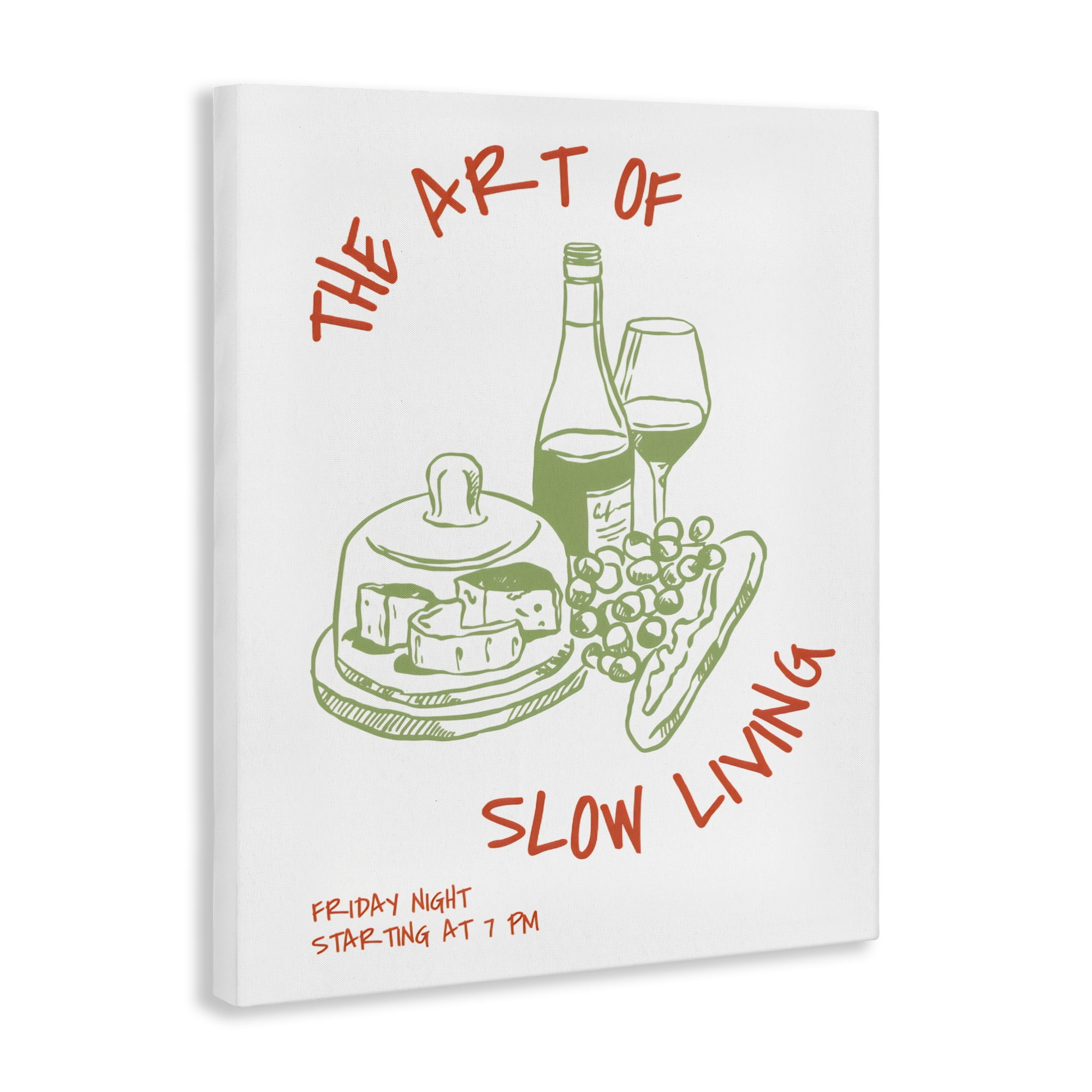 Stupell Industries Slow Living Wine & Cheese Canvas Wall Art, design by The Prints Vibe