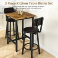 thumbnail image 4 of Furlinkhm 3 Piece Pub Dining Set, Modern bar Table and Stools for 2 Kitchen Counter Height Wood Top Bistro Easy Assemble for Breakfast Nook Living Room Small Space Restaurant, Rustic Brown, 4 of 9
