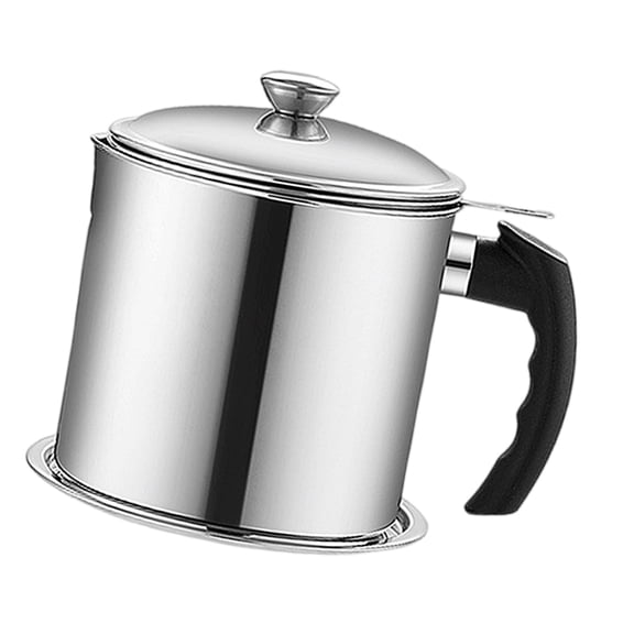 Kitchen Frying Oil Storage Can with Strainer Stainless Steel Grease Container