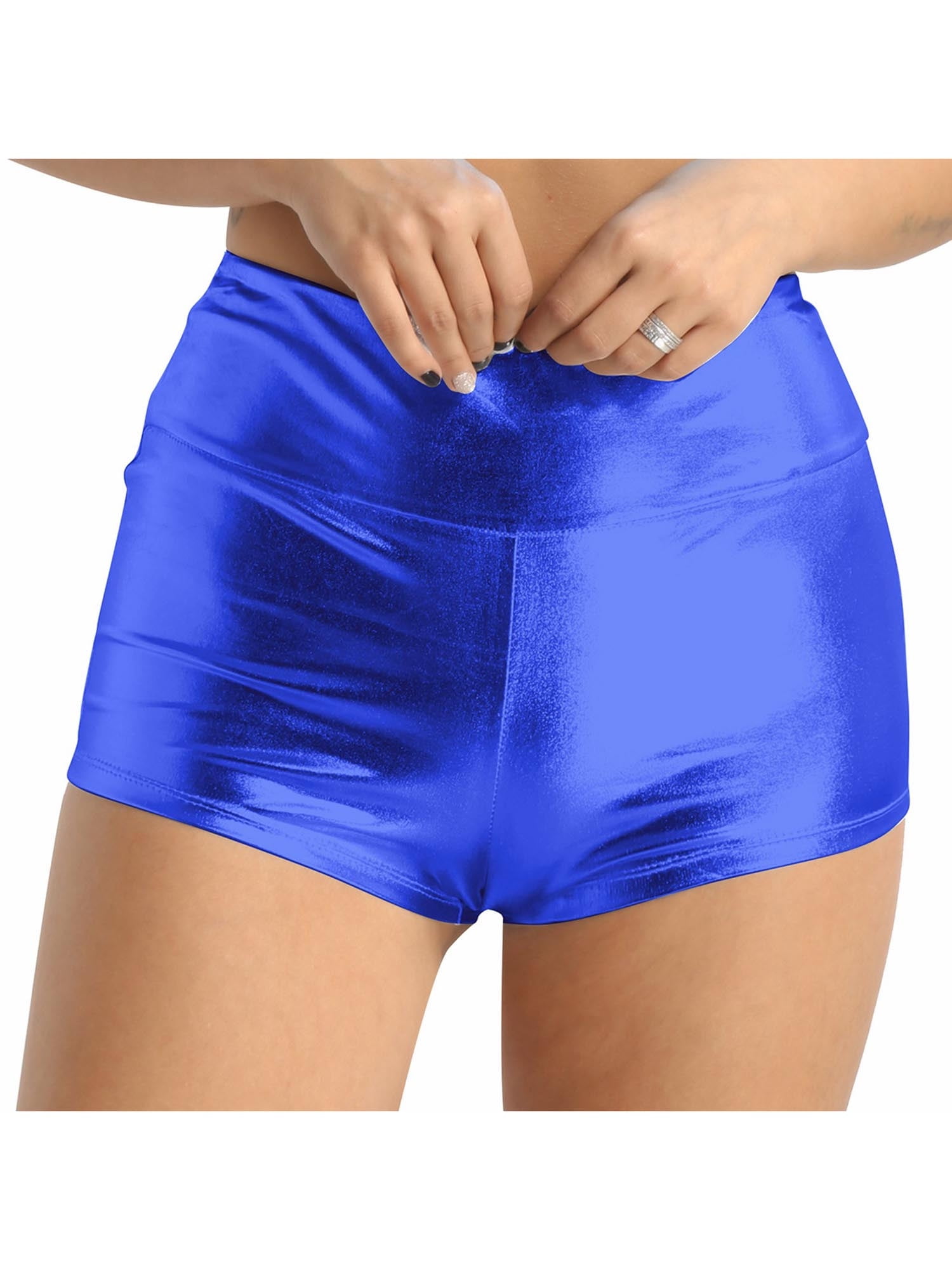 YiZYiF Womens Shiny High Waist Boyshort Metallic Rave Dance Booty
