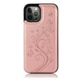 thumbnail image 3 of Compatible with iPhone 14 Pro Case Wallet with Card Holder,Embossed Butterfly Pattern PU Leather Double Magnetic Buttons Flip Shockproof Protective Cover for iPhone 14 Pro 6.1 Inch, Rose Gold, 3 of 9