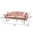 thumbnail image 7 of Convertible Velvet Futon Sofa Bed Modern European Style Loveseat Accent Sofa Tufted Button Back Sleeper Sofa Comfy Couch For Living Room Bedroom Guest Room Furniture, Pink, 7 of 7