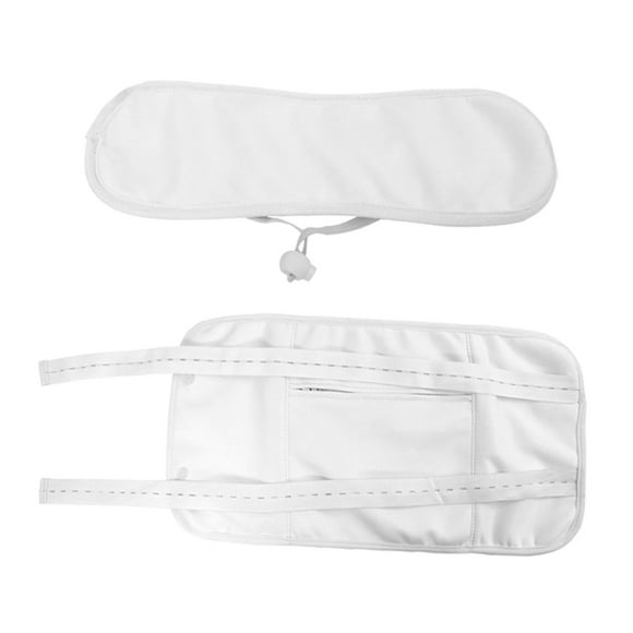 Paquete de aceite de ricino reutilizable con bolsillo frontal, franela limpia, cómoda correa ajustable portátil, lavable, antifugas de aceite para Correa de botón blanca.