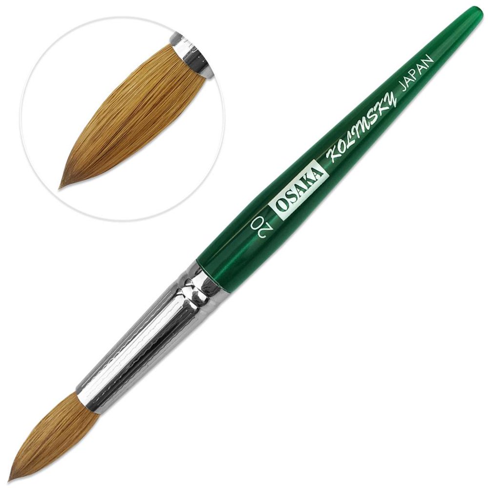 Osaka Kolinsky Acrylic Nail Brush with Green Marble Handle Size 20