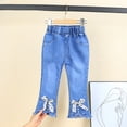 thumbnail image 2 of Krdevn Girls Denim Bottom Pants Flared Trousers for Teenage Stretch Bootcut Jeans Comfortable Daily Wear Outfit,7-8 Years, 2 of 6