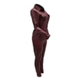 thumbnail image 5 of Women'S Coat Leather Two Piece Lapel Pocket Long Sleeve Jacket Top And Pencil Pants Set Parkas Coat, 5 of 6