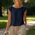 thumbnail image 6 of Aezemi Women Sleeveless Linen Cotton Tanks, Round Neck Lightweight Tank Shirt, Summer Fashion Comfy Tank Tops, 6 of 9