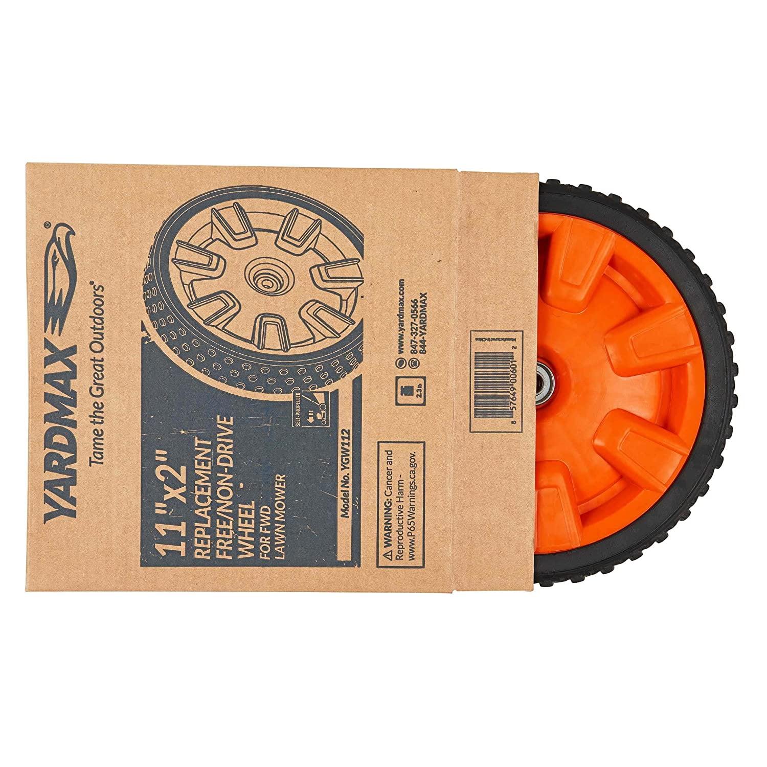 YARDMAX 11 in. Replacement Free/Non-Drive Wheel, Aggressive Spiked Tread, Ball Bearings