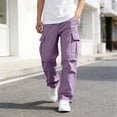 thumbnail image 2 of Besolor Kids Boys Cargo Pants Elastic Waisted Wide Leg Lightweight Breathable Teen Boy Outdoor Hiking Workout Trousers with Multi-pocket(15-16 Years,Purple), 2 of 7