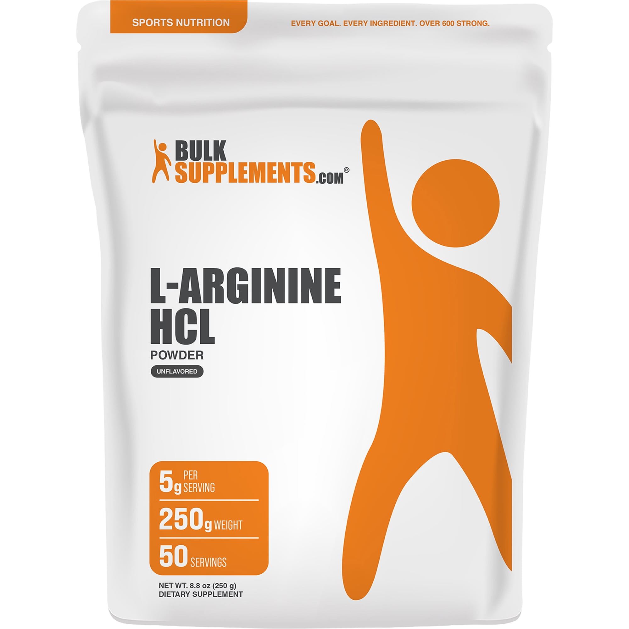 BulkSupplements L-Arginine HCl Powder - Arginine Supplement, Amino Acid Supplement - Unflavored, 250g (8.8 oz)