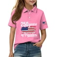 thumbnail image 4 of CCRFTGI 4th of July Pique Polo Shirts for Boys Girls Patriotic 250 Anniversary USA Flag Quick Dry School Uniform Shirts for Kids Summer Lapel Collar T Shirt Short Sleeve Shirt Pink 5-6 Years, 4 of 7