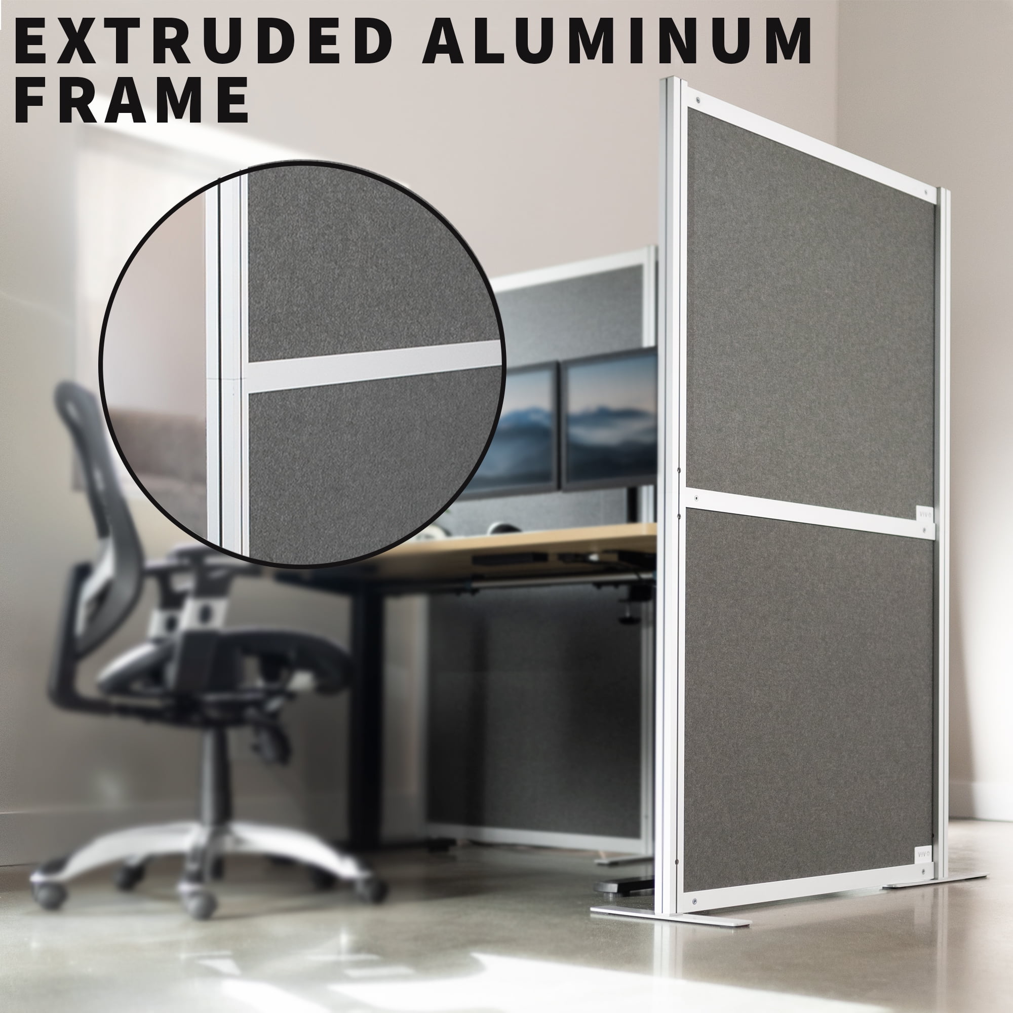 VIVO L-Shaped Modular Wall System, 3 PET Panels, Modern Office Cubicle Dividers