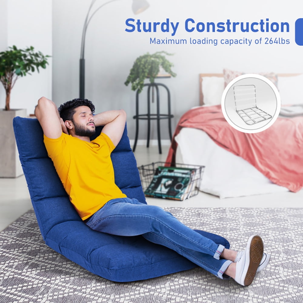 Finihen Folding Lazy Sofa Chair, 14-Position Adjustable Folding Lazy Gaming Sofa, for Living Room, Bedroom, for Gaming, Reading, Blue Finihen Folding Lazy Sofa Chair, 14-Position Adjustable Folding Lazy Gaming Sofa, for Living Room, Bedroom, for Gaming, Reading, Blue