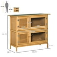 thumbnail image 3 of PawHut Solid Wood Rabbit/Bunny Hutch with 2 Large Main Rooms, Protection from UV Rays and Water, and Firm Cage, Yellow, 3 of 10
