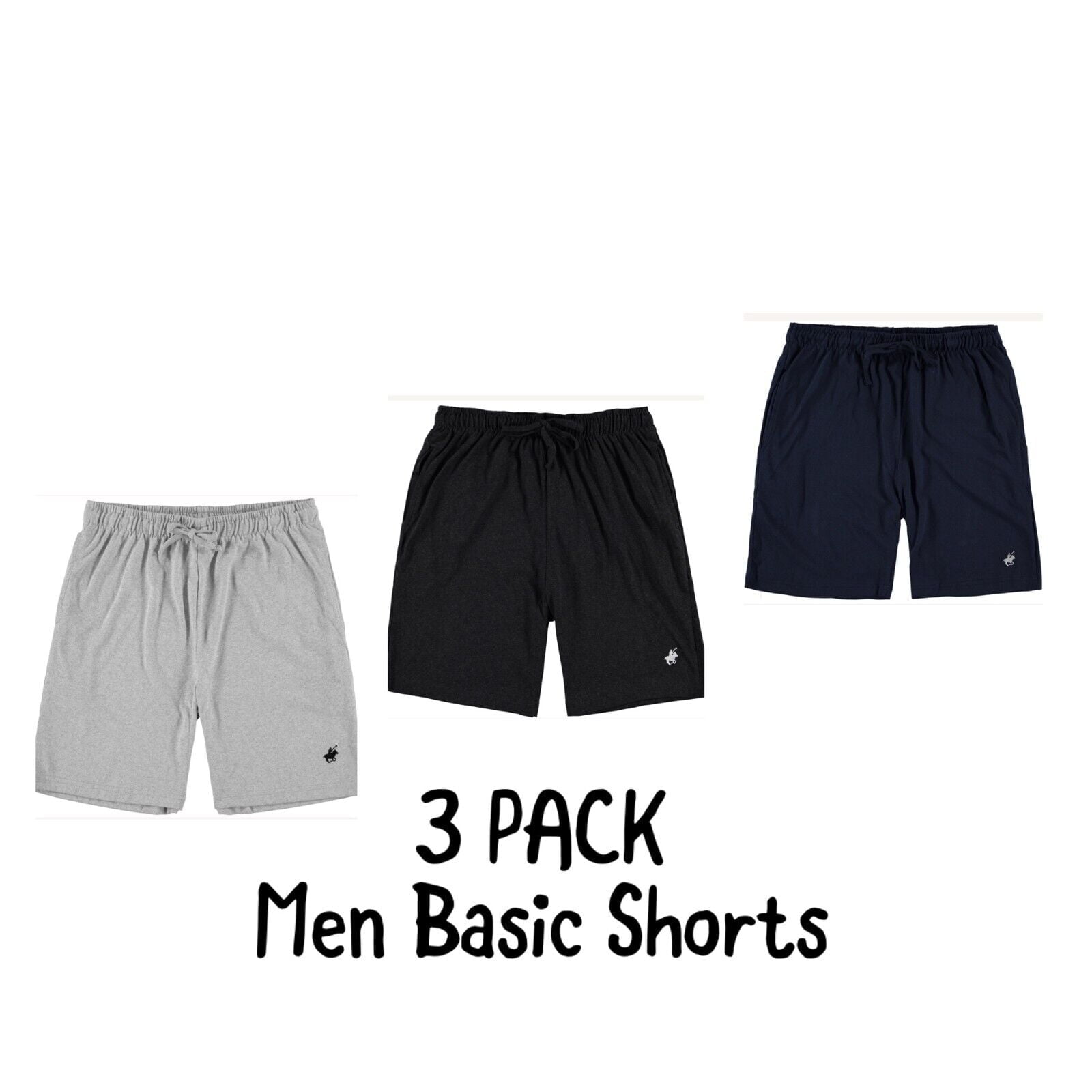 3 Pack Mens Pacific Polo Club Shorts 100% Cotton