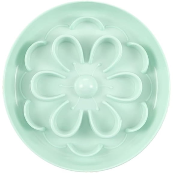 Zoowhale Slow Feeder Pet Bowl Flower Style Cat Dog Food Bowl with Anti Slip Bottom Round Anti-Choking Cat Eating Dish Home Pet Supplies(Green)