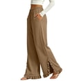 thumbnail image 4 of YHAJDS Women Straight Long Pants Loose Fit Drawstring Elastic Waist Casual Trousers, 4 of 6