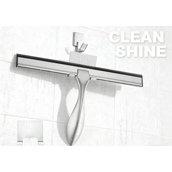 Premium Stainless Steel Squeegee - Streak-Free Glass & Car Cleaning with Built-In Storage Holder