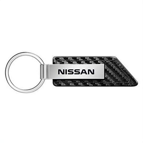 Nissan Name Black PU Leather Carbon Fiber Texture Strap Silver Metal Bar LED Printed Logo Key Chain