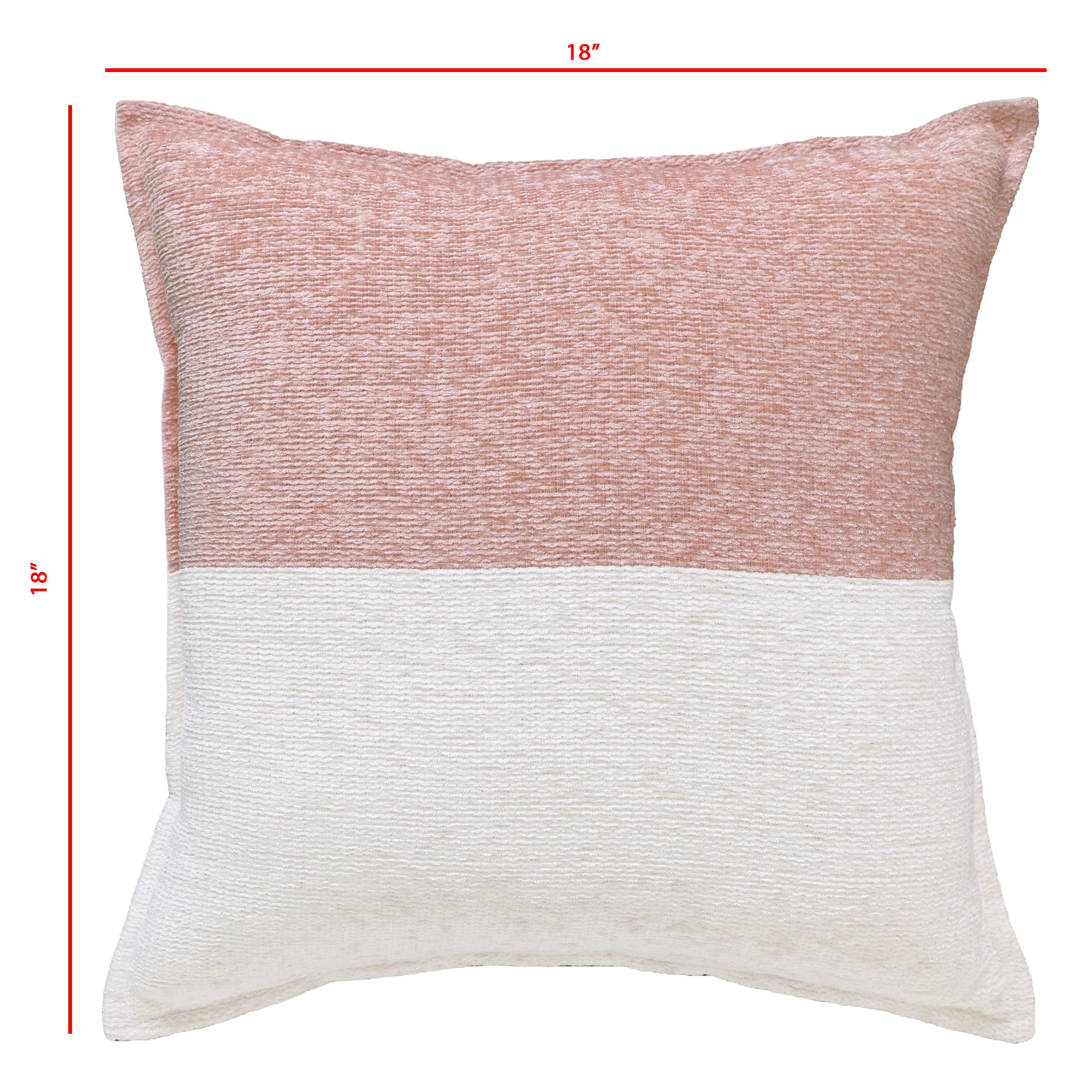 Mainstays 18 in x 18 in Pink Blush Two-Tone Polyester Cotton Square Decorative Throw Pillow