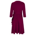 thumbnail image 6 of Women's Casual Dresses Women's Wrap Dress V Neck 3/4 Sleeve Ruffle Hem Midi Dress Casual Work Dress Evening Cocktail Party Dress S-18 Purple S, 6 of 6