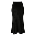 thumbnail image 6 of Wxolcjlv Womens Velvet Maxi Skirt High Waist Flared Hem Skirts, 6 of 6
