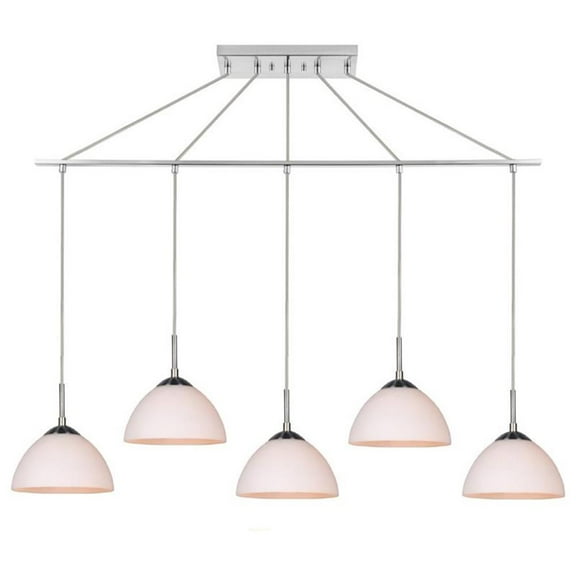Woodbridge Lighting Alexis 5-Light Glass Linear Pendant in Nickel/Opal