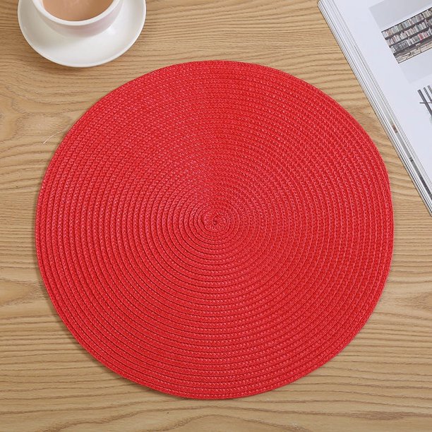 Posavasos redondo de polipropileno tejido para mesa de comedor, con aislamiento térmico, tejido simple, retro, ligero y lujoso