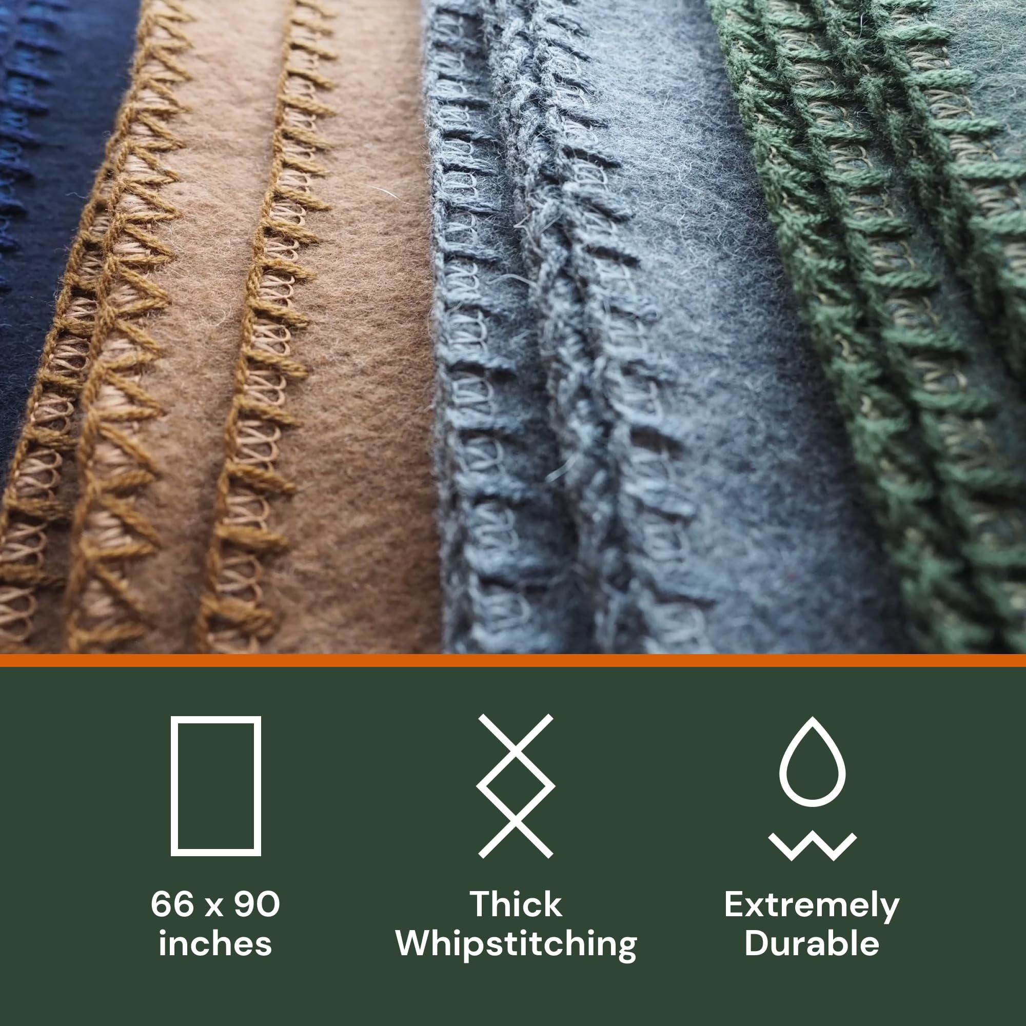 Woolly Mammoth Woolen Company, Rustic, Navy Blue, Merino Wool, Throw Blanket, Adult, 4 lbs 66" x 90"