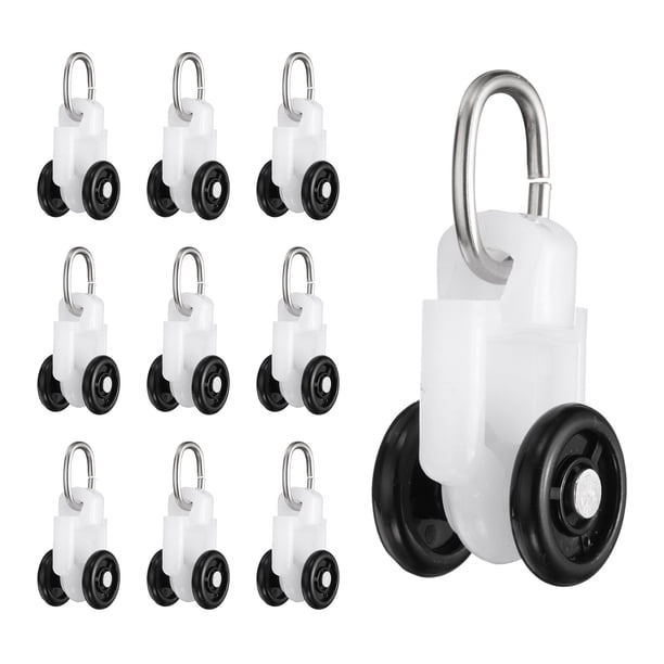 20Pcs Rodillos de Riel de Cortina Poleas de Riel con Rueda Doble para Rieles de Ventana (Negro)