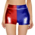 thumbnail image 1 of HSHDLDF Womens Metallic Booty Shorts High Waisted Shiny Rave Bottoms for Dance Festival Costumes, 1 of 5
