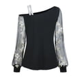 thumbnail image 6 of Long Sleeve Shirts For Women Slant Neck Mesh Off The Shoulder T Shirt Fashion Line Neck Base Top Womens Long Sleeve Tops, 6 of 7
