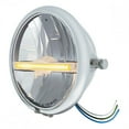 thumbnail image 2 of Chrome 5 3/4? Motorcycle Headlight - Side Mount - 9 LED Headlight w/Amber LED Position Light Bar, 2 of 2