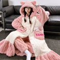 thumbnail image 3 of Pijama de terciopelo con capucha de Coral grueso para mujer, ropa de dormir de felpa, pijamas lindos de dibujos animados, ropa de casa de franela de invierno, traje de Bata verde Cos, 3 of 5