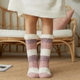 thumbnail image 3 of Visland Women Fuzzy Socks, Fashion Casual Stripes Pattern Soft Cozy Plush Fleece Winter Foot Warm Non-Slip Grip Floor Slippers Socks Sleeping Socks for Indoor Outdoor Daily Wear, 3 of 8