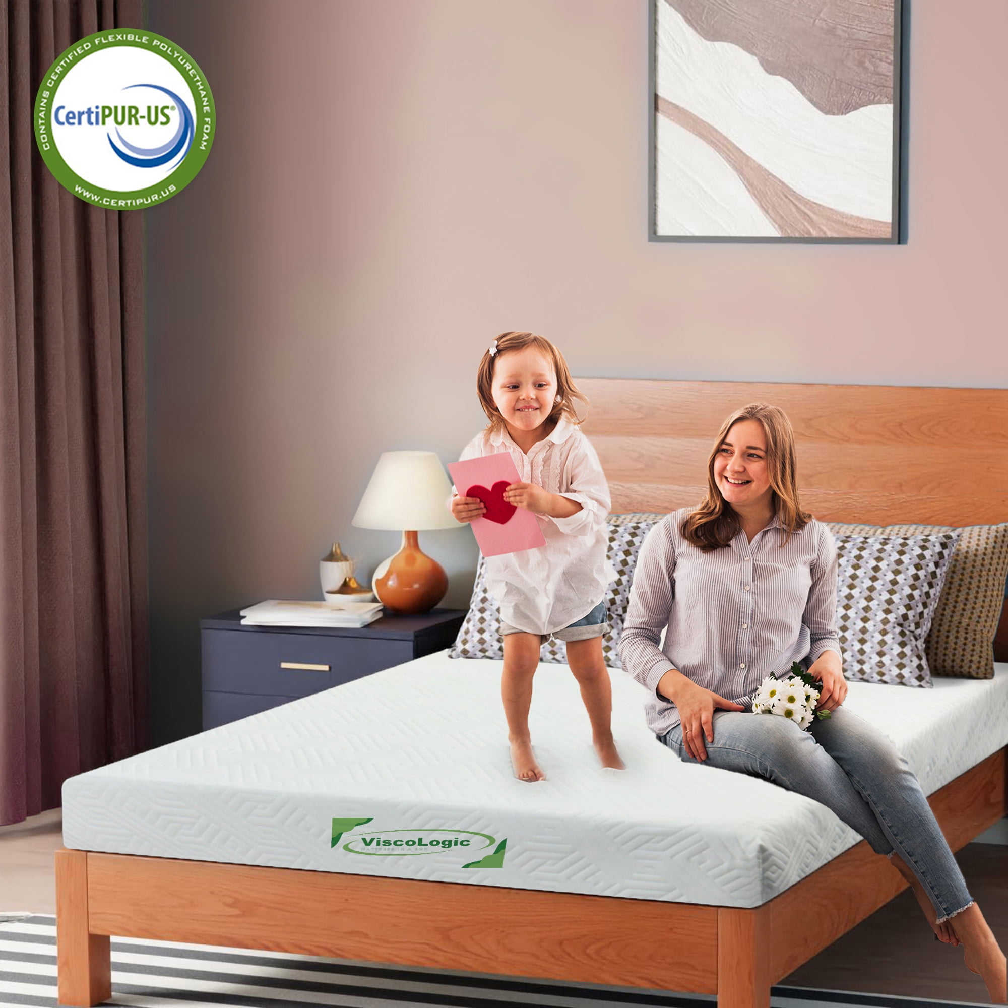 ViscoLogic 5" Twin Mattress in a Box, Kids Adult Tight Top Medium Comfort Reversible Resilience Foam