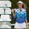 thumbnail image 6 of Uorisanigo Palm Tree Women's 3/4 Sleeve Golf Top Size 2XL Comfortable Polyester Spandex Fabric Moisture Wicking Tennis Activewear Casual Zipper Pullover Outing Wear Workout Sports, 6 of 7