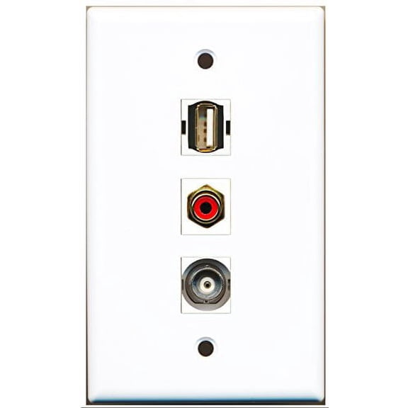 RiteAV - 1 Port RCA Red and 1 Port USB A-A and 1 Port BNC Wall Plate